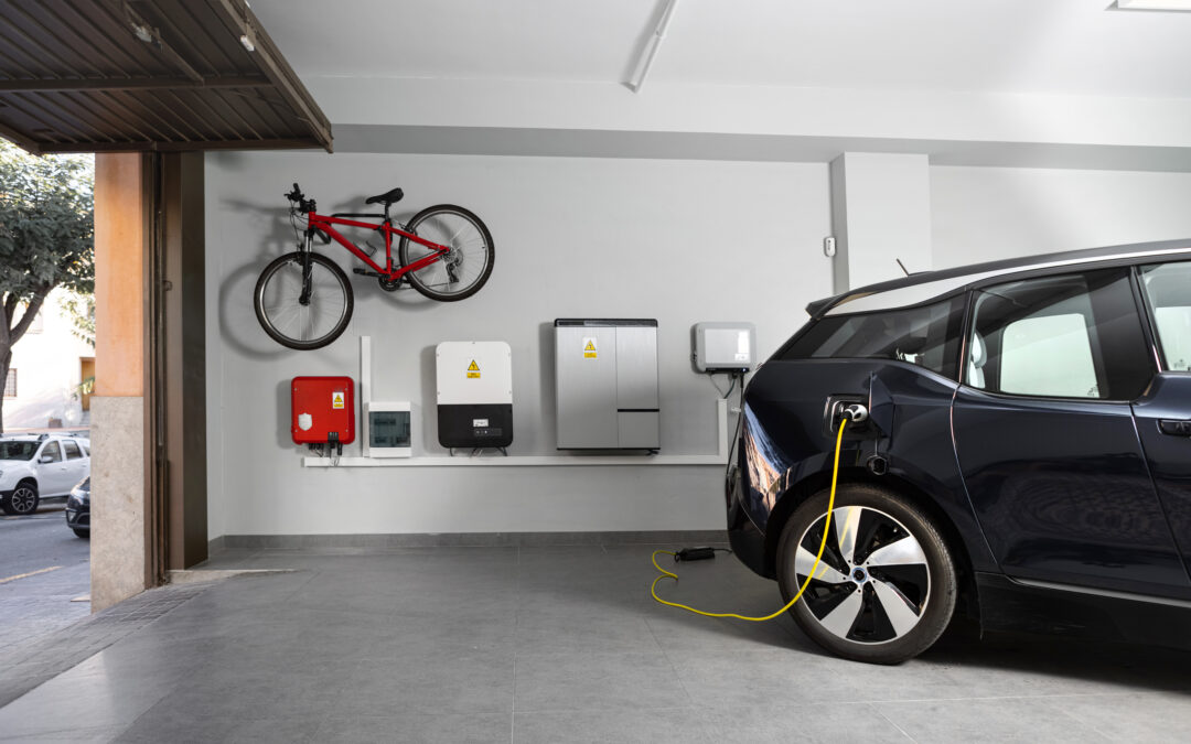 Punto de recarga de vehículo eléctrico en garage particular